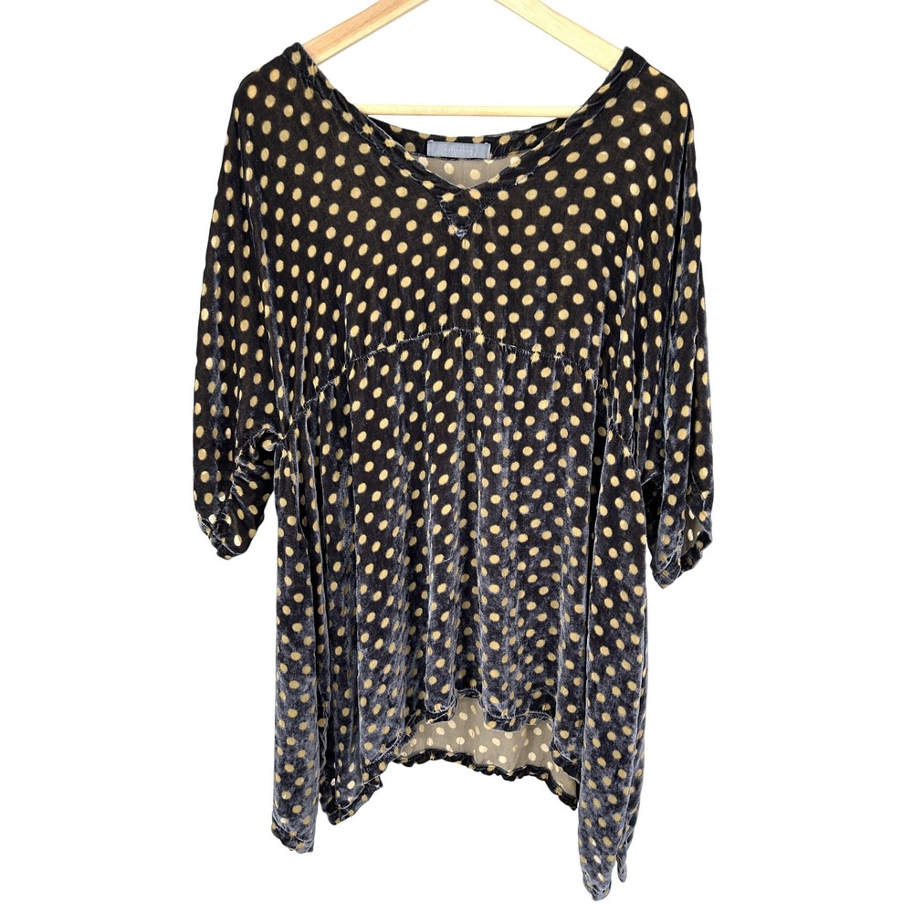 Cut Loose Velvet Polka Dot V-Neck Tunic Top Lagenlook S/M Oversized